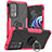 Silikon Hülle Handyhülle und Kunststoff Schutzhülle Hartschalen Tasche mit Magnetisch Fingerring Ständer S02 für Motorola Moto Edge 20 Pro 5G Pink