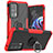 Silikon Hülle Handyhülle und Kunststoff Schutzhülle Hartschalen Tasche mit Magnetisch Fingerring Ständer S02 für Motorola Moto Edge 20 Pro 5G Rot