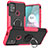 Silikon Hülle Handyhülle und Kunststoff Schutzhülle Hartschalen Tasche mit Magnetisch Fingerring Ständer S02 für Motorola Moto G20 Pink