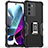 Silikon Hülle Handyhülle und Kunststoff Schutzhülle Hartschalen Tasche mit Magnetisch Fingerring Ständer S02 für Motorola Moto G200 5G