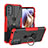 Silikon Hülle Handyhülle und Kunststoff Schutzhülle Hartschalen Tasche mit Magnetisch Fingerring Ständer S02 für Motorola Moto G41 Rot