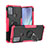 Silikon Hülle Handyhülle und Kunststoff Schutzhülle Hartschalen Tasche mit Magnetisch Fingerring Ständer S02 für Motorola Moto G50 Pink