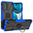 Silikon Hülle Handyhülle und Kunststoff Schutzhülle Hartschalen Tasche mit Magnetisch Fingerring Ständer S02 für Motorola MOTO G52 Blau