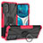 Silikon Hülle Handyhülle und Kunststoff Schutzhülle Hartschalen Tasche mit Magnetisch Fingerring Ständer S02 für Motorola MOTO G52 Pink