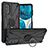 Silikon Hülle Handyhülle und Kunststoff Schutzhülle Hartschalen Tasche mit Magnetisch Fingerring Ständer S02 für Motorola MOTO G52 Schwarz