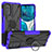 Silikon Hülle Handyhülle und Kunststoff Schutzhülle Hartschalen Tasche mit Magnetisch Fingerring Ständer S02 für Motorola MOTO G52 Violett