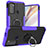 Silikon Hülle Handyhülle und Kunststoff Schutzhülle Hartschalen Tasche mit Magnetisch Fingerring Ständer S02 für Motorola Moto G60 Violett