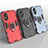 Silikon Hülle Handyhülle und Kunststoff Schutzhülle Hartschalen Tasche mit Magnetisch Fingerring Ständer S02 für Oppo A17