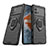 Silikon Hülle Handyhülle und Kunststoff Schutzhülle Hartschalen Tasche mit Magnetisch Fingerring Ständer S02 für Vivo iQOO 9 5G Schwarz