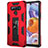 Silikon Hülle Handyhülle und Kunststoff Schutzhülle Hartschalen Tasche mit Magnetisch Fingerring Ständer S03 für LG Stylo 6 Rot