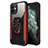 Silikon Hülle Handyhülle und Kunststoff Schutzhülle Hartschalen Tasche mit Magnetisch Fingerring Ständer S04 für Apple iPhone 12 Rot