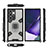 Silikon Hülle Handyhülle und Kunststoff Schutzhülle Hartschalen Tasche mit Magnetisch Fingerring Ständer S04 für Samsung Galaxy S23 Ultra 5G Grau