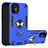 Silikon Hülle Handyhülle und Kunststoff Schutzhülle Hartschalen Tasche mit Magnetisch Fingerring Ständer S05 für Apple iPhone 12 Mini Blau