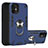 Silikon Hülle Handyhülle und Kunststoff Schutzhülle Hartschalen Tasche mit Magnetisch Fingerring Ständer S05 für Apple iPhone 12 Mini Königs Blau