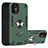 Silikon Hülle Handyhülle und Kunststoff Schutzhülle Hartschalen Tasche mit Magnetisch Fingerring Ständer S05 für Apple iPhone 12 Mini Nachtgrün