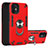 Silikon Hülle Handyhülle und Kunststoff Schutzhülle Hartschalen Tasche mit Magnetisch Fingerring Ständer S05 für Apple iPhone 12 Mini Rot