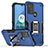 Silikon Hülle Handyhülle und Kunststoff Schutzhülle Hartschalen Tasche mit Magnetisch Fingerring Ständer S05 für Motorola Moto G20 Blau