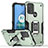 Silikon Hülle Handyhülle und Kunststoff Schutzhülle Hartschalen Tasche mit Magnetisch Fingerring Ständer S05 für Motorola Moto G20 Grün