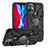 Silikon Hülle Handyhülle und Kunststoff Schutzhülle Hartschalen Tasche mit Magnetisch Fingerring Ständer S07 für Apple iPhone 12