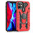 Silikon Hülle Handyhülle und Kunststoff Schutzhülle Hartschalen Tasche mit Magnetisch Fingerring Ständer S07 für Apple iPhone 12 Rot
