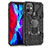 Silikon Hülle Handyhülle und Kunststoff Schutzhülle Hartschalen Tasche mit Magnetisch Fingerring Ständer S07 für Apple iPhone 12 Schwarz