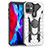 Silikon Hülle Handyhülle und Kunststoff Schutzhülle Hartschalen Tasche mit Magnetisch Fingerring Ständer S07 für Apple iPhone 12 Silber