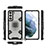 Silikon Hülle Handyhülle und Kunststoff Schutzhülle Hartschalen Tasche mit Magnetisch Fingerring Ständer S07 für Samsung Galaxy S22 5G Grau