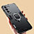 Silikon Hülle Handyhülle und Kunststoff Schutzhülle Hartschalen Tasche mit Magnetisch Fingerring Ständer S08 für Samsung Galaxy S22 5G
