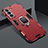 Silikon Hülle Handyhülle und Kunststoff Schutzhülle Hartschalen Tasche mit Magnetisch Fingerring Ständer S08 für Samsung Galaxy S22 5G Rot