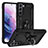 Silikon Hülle Handyhülle und Kunststoff Schutzhülle Hartschalen Tasche mit Magnetisch Fingerring Ständer T03 für Samsung Galaxy S21 Plus 5G