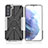 Silikon Hülle Handyhülle und Kunststoff Schutzhülle Hartschalen Tasche mit Magnetisch Fingerring Ständer T09 für Samsung Galaxy S22 Plus 5G