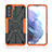Silikon Hülle Handyhülle und Kunststoff Schutzhülle Hartschalen Tasche mit Magnetisch Fingerring Ständer T09 für Samsung Galaxy S22 Plus 5G
