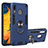 Silikon Hülle Handyhülle und Kunststoff Schutzhülle Hartschalen Tasche mit Magnetisch Fingerring Ständer Y01B für Samsung Galaxy A30 Blau