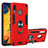 Silikon Hülle Handyhülle und Kunststoff Schutzhülle Hartschalen Tasche mit Magnetisch Fingerring Ständer Y01B für Samsung Galaxy A30 Rot