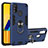 Silikon Hülle Handyhülle und Kunststoff Schutzhülle Hartschalen Tasche mit Magnetisch Fingerring Ständer Y01B für Samsung Galaxy M30s