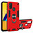 Silikon Hülle Handyhülle und Kunststoff Schutzhülle Hartschalen Tasche mit Magnetisch Fingerring Ständer Y01B für Samsung Galaxy M30s Rot