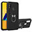 Silikon Hülle Handyhülle und Kunststoff Schutzhülle Hartschalen Tasche mit Magnetisch Fingerring Ständer Y01B für Samsung Galaxy M30s Schwarz