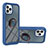 Silikon Hülle Handyhülle und Kunststoff Schutzhülle Hartschalen Tasche mit Magnetisch Fingerring Ständer YB1 für Apple iPhone 13 Pro Max Blau
