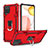 Silikon Hülle Handyhülle und Kunststoff Schutzhülle Hartschalen Tasche mit Magnetisch Fingerring Ständer YF1 für Samsung Galaxy A42 5G Rot