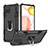 Silikon Hülle Handyhülle und Kunststoff Schutzhülle Hartschalen Tasche mit Magnetisch Fingerring Ständer YF1 für Samsung Galaxy A42 5G Schwarz