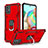 Silikon Hülle Handyhülle und Kunststoff Schutzhülle Hartschalen Tasche mit Magnetisch Fingerring Ständer YF1 für Samsung Galaxy A71 5G Rot