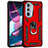 Silikon Hülle Handyhülle und Kunststoff Schutzhülle Hartschalen Tasche mit Magnetisch Fingerring Ständer Z01 für Motorola Moto Edge X30 5G Rot