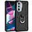 Silikon Hülle Handyhülle und Kunststoff Schutzhülle Hartschalen Tasche mit Magnetisch Fingerring Ständer Z01 für Motorola Moto Edge X30 5G Schwarz