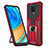 Silikon Hülle Handyhülle und Kunststoff Schutzhülle Hartschalen Tasche mit Magnetisch Fingerring Ständer ZL1 für Xiaomi Poco M2 Pro Rot