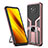 Silikon Hülle Handyhülle und Kunststoff Schutzhülle Hartschalen Tasche mit Magnetisch Fingerring Ständer ZL1 für Xiaomi Poco X3 Rosegold