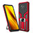 Silikon Hülle Handyhülle und Kunststoff Schutzhülle Hartschalen Tasche mit Magnetisch Fingerring Ständer ZL1 für Xiaomi Poco X3 Rot