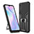 Silikon Hülle Handyhülle und Kunststoff Schutzhülle Hartschalen Tasche mit Magnetisch Fingerring Ständer ZL1 für Xiaomi Redmi 9AT Schwarz
