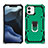 Silikon Hülle Handyhülle und Kunststoff Schutzhülle Hartschalen Tasche mit Magnetisch Ständer A01 für Apple iPhone 12 Grün