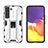 Silikon Hülle Handyhülle und Kunststoff Schutzhülle Hartschalen Tasche mit Magnetisch Ständer A03 für Samsung Galaxy S21 5G