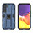 Silikon Hülle Handyhülle und Kunststoff Schutzhülle Hartschalen Tasche mit Magnetisch Ständer A03 für Samsung Galaxy S21 5G Blau